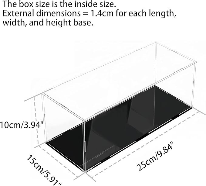 25 x 15 x 10cm Acrylic Clear Display Case Perspex Box Display Cabinets for Collectables, Assemble Countertop Dustproof Protection Showcase for Toys Models Action Figures