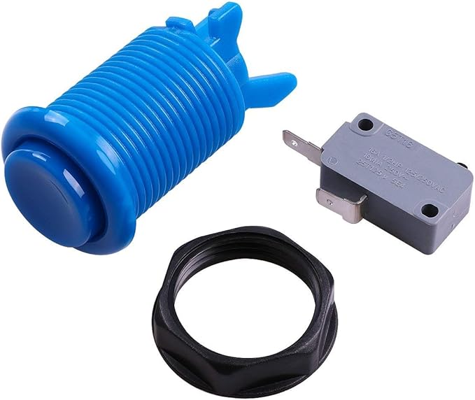 Reyann 6x Blue Happ Standard Arcade Push Button with Microswitch for Mame, Jamma, Arcade Video Games