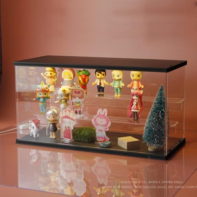 DuvinDD Acrylic Figure Display Case Clear Acrylic Action Figure Stand Riser Collectibles Toy Showcase Display Box Storage Organizer Miniature Dustproof Protection (15.7x7x8.2 inch)