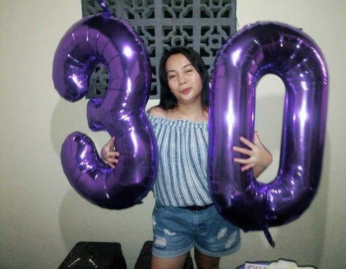 40 Inch Balloon Purple Number 3 Big Foil Helium Number Balloons Giant Mylar Number 3rd Balloons for 13th Birthday Anniversary Party Decorations Supplies