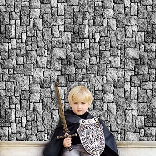 Irenare Halloween Stone Wall Tablecloths, Medieval Castle Party Decorations Supplies Disposable Plastic Brick Stone Tablecloth Brick Wall Table Covers for Birthday Party Favors(16 Pack,108 x 54 Inch)