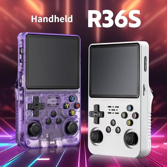 R36s Handheld Game Console, 3.5 Inch IPS Screen Retro Handheld Game Console with 128g TF 3500mah Battery, Built-in 20000+ Classic Games for Adults Kids (Black*128Gb) (White*128gb)