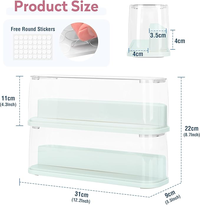 Clear Acrylic Minifigure Display Case 2 Pack Minifigure Action Figures Block with 2 Movable Steps Collection Mini Figures(Minifigures are Not Included)(Beige)