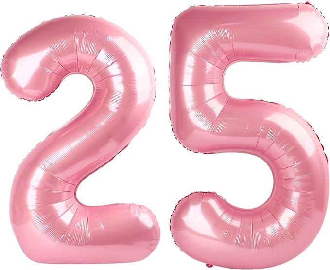 40 Inch Pearlescent Pink Number 25 Balloon Number 25 Balloon 40 Inch, 25th Birthday Party Decorations for Boy or Girl Huge Mylar Anniversary Party Supplies