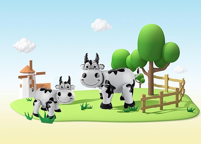 3D Cow Balloon for Western Cowboy Party Decorations,Cute Self Standing Cow Balloons for Western Cowgirl Theme Birthday Party Favor Supplies Decor