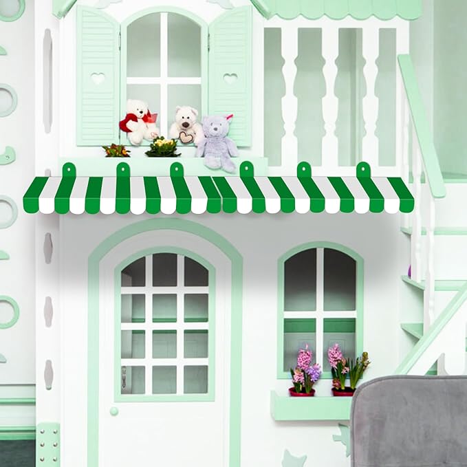 2 Piece Circus Awning Decoration 3D Carnival Tent Awning Wall Decorations for Circus Theme Party, Carnival Stand, Party Favors Supplies (Green and White)