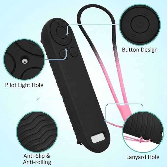Silicon Cover for Nex Playground Game System Remote, Anti-Slip Shockproof Sleeve with 4 Pillars for Secure Placement, Dust & Water Resistant Protective Case with Lanyard-Black