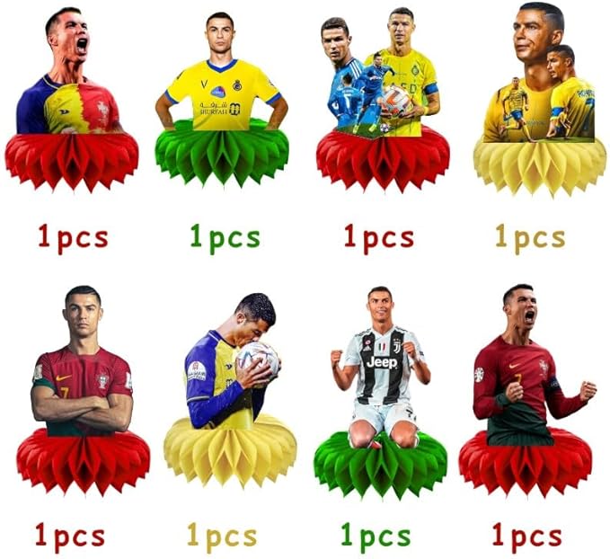 8Pcs Soccer Honeycomb Table Centerpiece Soccer Birthday Party Supplies Table Decorations for Kids Party Decorations