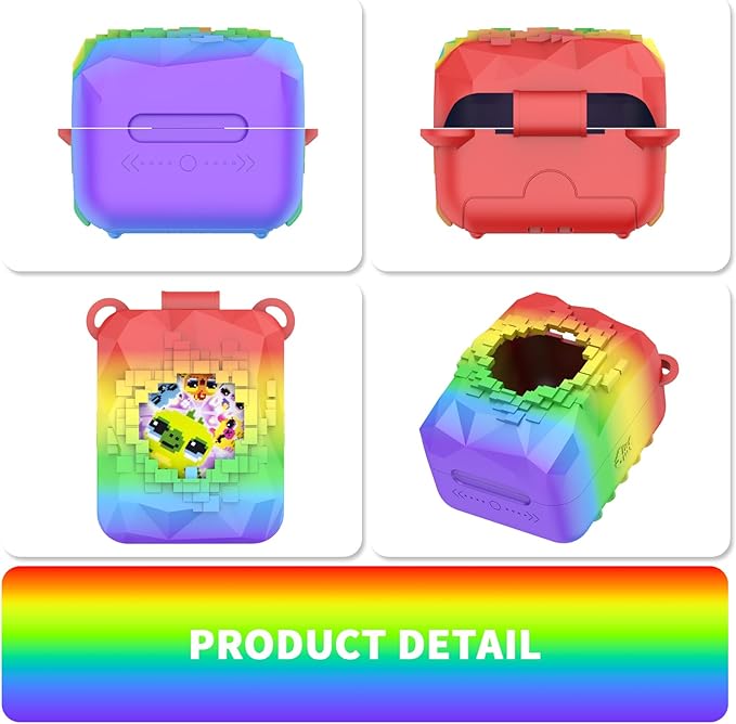 Soft Silicone Case for Bitzee Magicals Interactive Toy Digital Pet, Shockproof and Protective Carrying Case for Bitzee Magicals Virtual Electronic Pets with Lanyard (Rainbow)