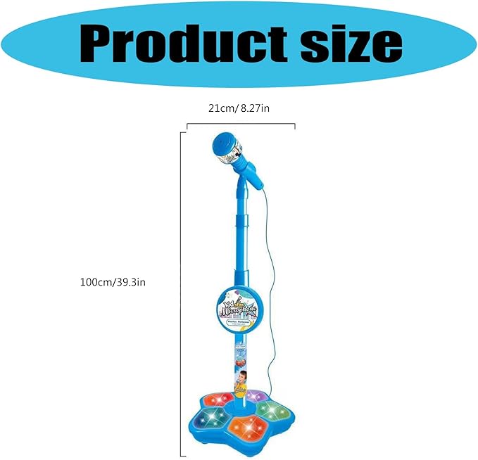 Toy Microphone with Stand, Colorful Adjustable Singing Machine, Connectable Portable Karaoke, Role Play & Educational Music Fun