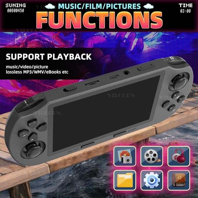 SF3000 Retro Handheld Game Console 4.5inch IPS Screen 854*480 Portable Video Game Console Linux System 128G Support Emergency Charging&E-Book Readers (only Console)