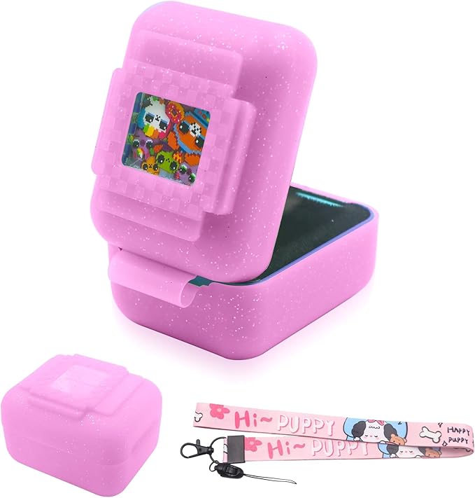 Silicone Cover Case for Bitzee Interactive Toy Digital Pet, Silicone Protective Cover for Virtual Electronic Pets, Digital Pet Accessories for Bitzee with Lanyard, Pink (Case Only)