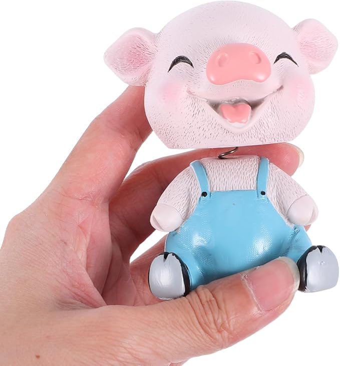 EXCEART Pig Ornament Bobblehead Shaking Piggy Decor for Car Dashboard Home Office Desk 3.14 X 2.95 X 1.77 Inches Cartoon Collectible Toy