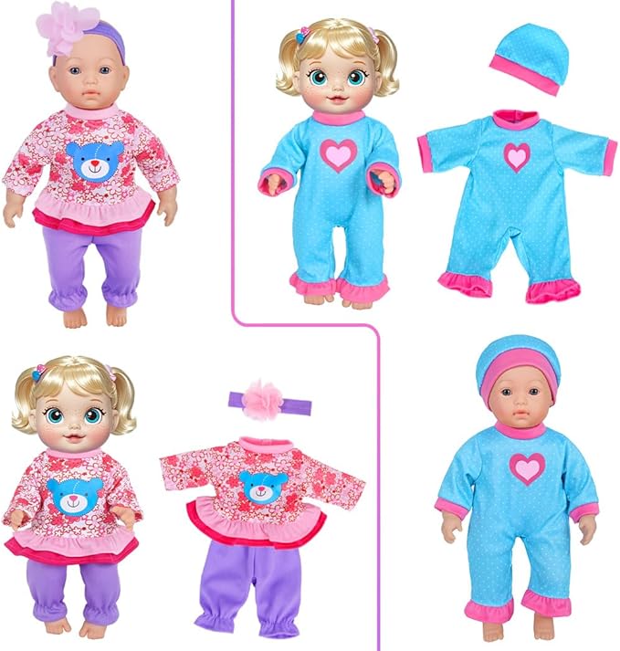 iBayda 10 Sets Doll Clothes & Accessories - Playtime Outfits with Hats and Headbands for 10/12/14 Inch New Born Baby Dolls (No Doll Included)
