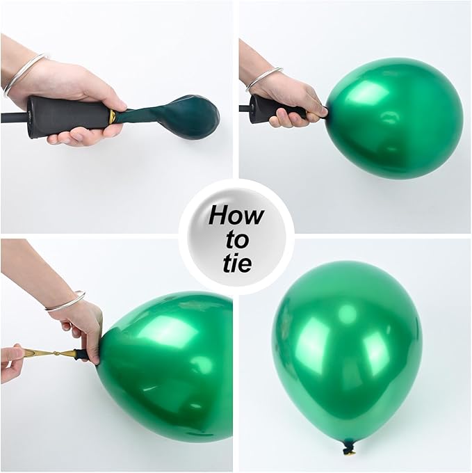 Chrome Green Balloons, 50 PCS 10 Inch Double Stuffed Metallic Dark Green Balloons, Shiny Thick Chrome Metallic Balloon Latex Helium Balloon for Birthday Wedding Graduation Party Decoration Supplies