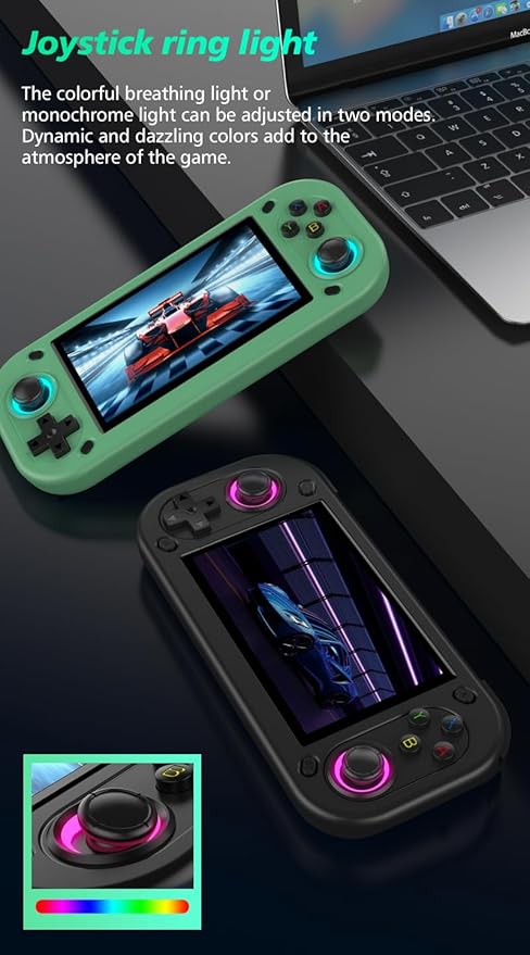 R43S Handheld Game Console,14000 HD Games Mini Retro Gaming Console,4.3-Inch IPS Screen,Built in 20 Emulators,64GB SD Card,28000mAh Battery，Birthday Gift (White)