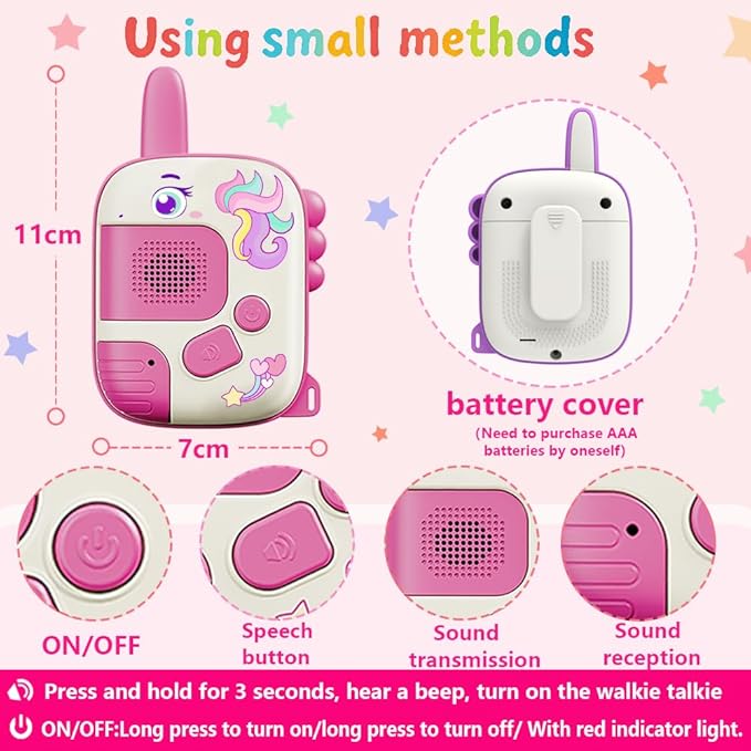 Walkie Talkie Suitable for Children Aged 3-9-2 Outdoor Adventure Toys with a Call Range of 1000 feet, Unicorn Toy, Birthday Gift, Easter Gift, Valentine's Day Gift for Children Aged 4 to 8
