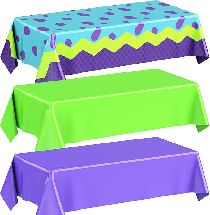 Oudain 3 Sheets Monster Dot Birthday Party Supplies Monster Tablecloth 54 x 108 Inch Plastic Table Covers for Birthday Party Decorations