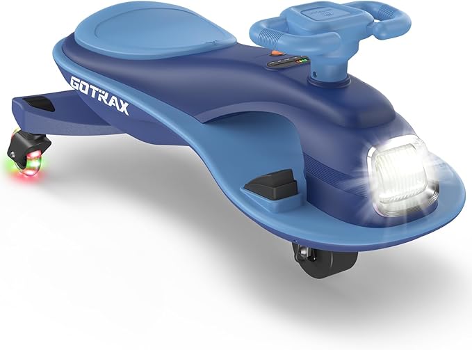 Gotrax WG1 Electric Wiggle Car for Kids, 12V Big Battery up to 120Min Playtime, Music Speaker &Rear Flash Wheels, Battery Display & Easy Assembly w/Pedal Throttle, Crazy Cart Gift for Ages 3+, 132Lbs
