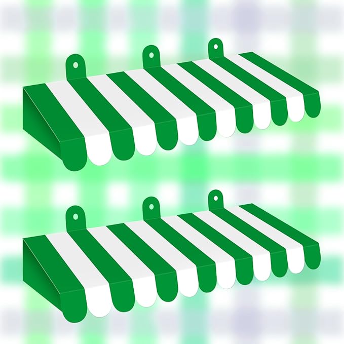 2 Piece Circus Awning Decoration 3D Carnival Tent Awning Wall Decorations for Circus Theme Party, Carnival Stand, Party Favors Supplies (Green and White)