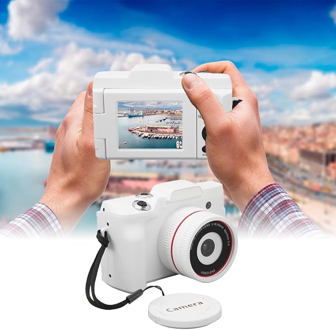 White Digital Camera - 16Mp Vlogging Camera 2.4 Inch Display Screen Light Frequency 60HZ/50HZ for Teens Adults