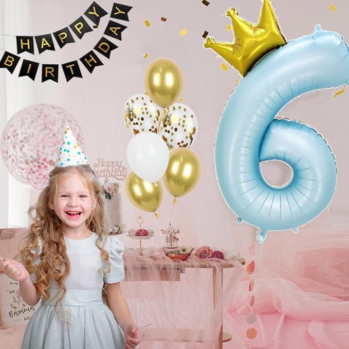 Giant Pale Blue 2 Number Crown Balloons 40 Inch Light Blue 2 Mylar Helium Large Crown Digital Balloon Baby Blue Birthday Numbers Balloons 2nd Birthday Kids Theme Party Decoration Supplies
