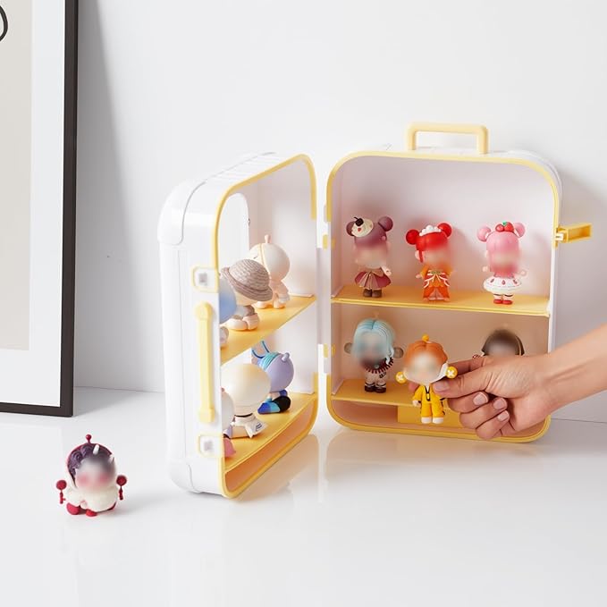 Clear Display Case for Figures, Adjustable Display Stand Toy Box,Dust-Proof Stackable Display Cabinet Organizer for Mini Action Figures Collectibles(1 Pack)