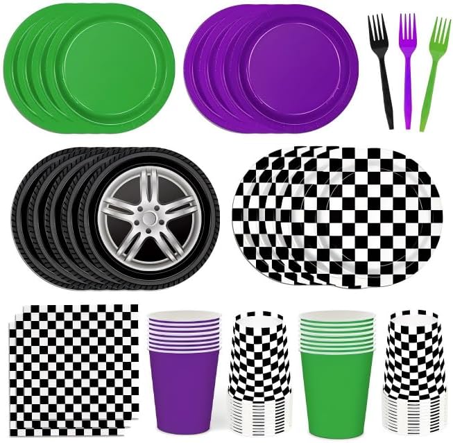 150pcs Monster Truck Paper Plates Napkins Monster Truck Birthday Party Decorations Paper Cups Disposable Tableware Set for Kids Party Supplies Serve 30 Guests