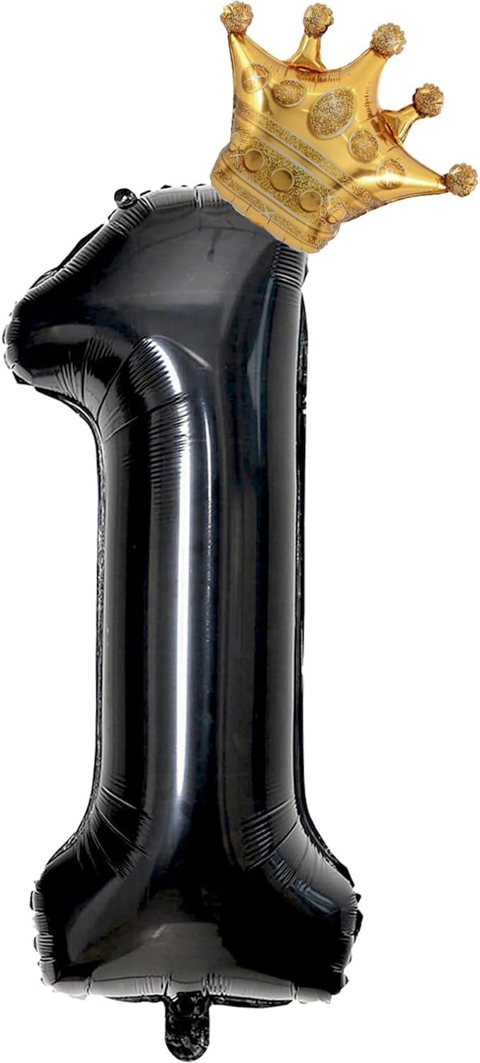 Black 1 Balloon Number, 40 inch Big 1st Balloon for Black Theme Birthday Party Supplies Anniversary, Notorious One Birthday Decorationsfor Boys Girls Birthday King