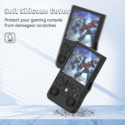 FIOPAZ for R36MAX Silicone Protective Case, Soft Skin for R36 MAX Retro Handheld Game Console Accessories, Anti-Scratch Washable Only for R 36 MAX Sleeve with Lanyard (Black)