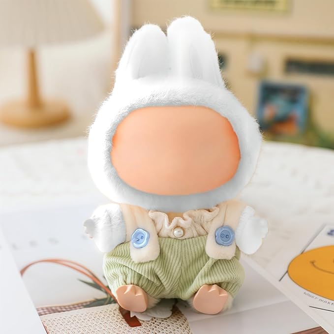 Clothes for Lu bubu 17cm Dolls Accessories(No Doll), Cute Outfit Set 2 Pieces Bib Pants for 17cm Doll Suit, Stylish Dress Up Overalls Doll Clothing Set Replacement Green