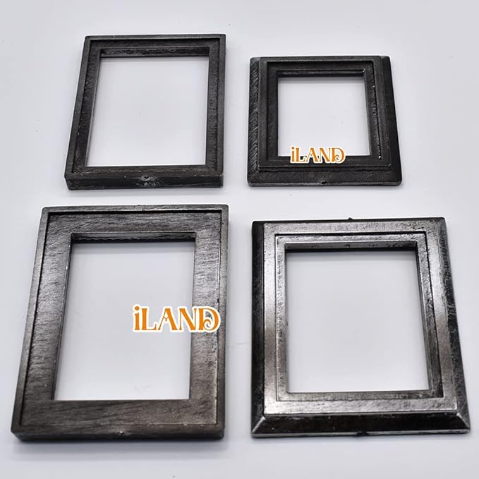 iLAND Miniature Dollhouse Accessories for Dollhouse Furniture on 1:12 Scale, Dollhouse Frames w/Printed Classic Paintings Set (4 Matte Silver Frames & Pictures)