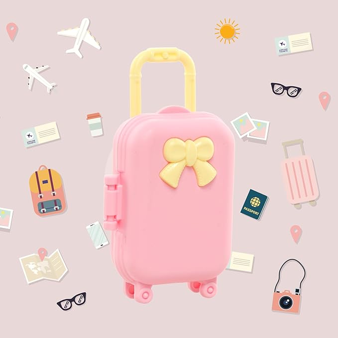 25 Pcs 5.3 Inch Doll Clothes Suitcase Accessories 4 Dresses 3 Tops and Pant Outfits 3 Swimsuits 1 Luggage 3 Shoes 11 Travel Accessories Glasses for 5.3 Inch Dolls(Doll NOT Include)