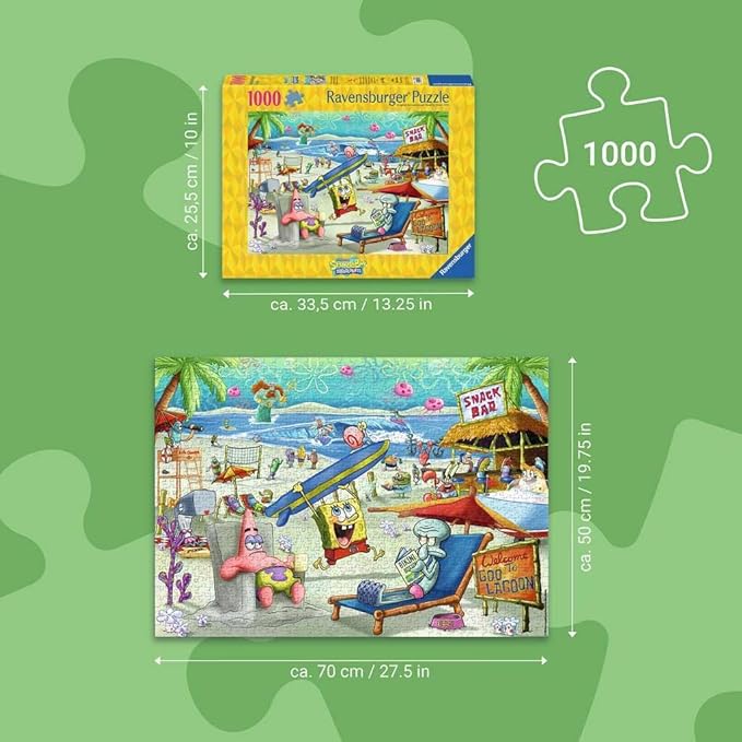 Ravensburger Spongebob Squarepants - Beach Fun at The Goo Lagoon - 1000 Piece Puzzle for Adults