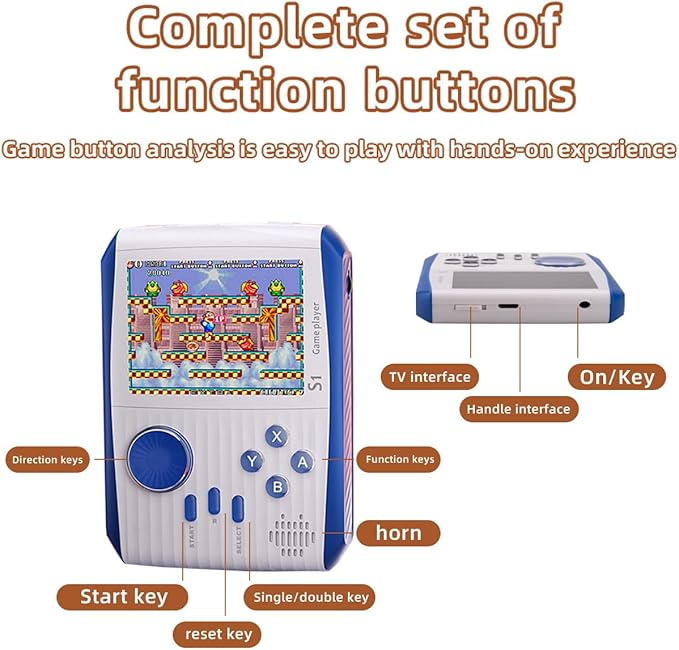 Portable Handheld Games Retro Mini Video Games，Handheld Game Console with 666 Classical FC Game 3.0" Color Screen，Birthday for Boys Girls and Adults (S1-White)