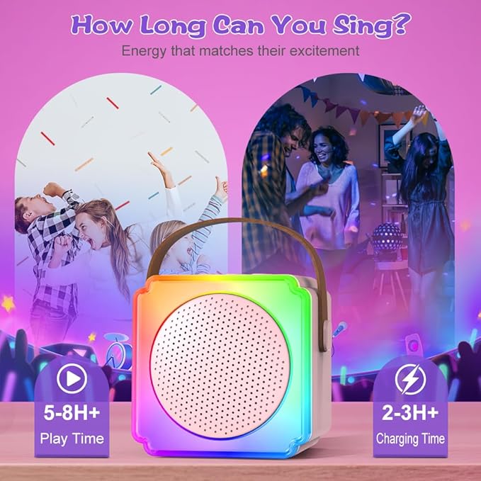 Mini Karaoke Machine for Kids: 2026 TOP Toy Gift Idea Karaoke Speaker for Girls Boys Ages 3-12+, Portable Singing Player with 2 Wireless Mics for Birthday Christmas, Car Ride Family Home Party Singing