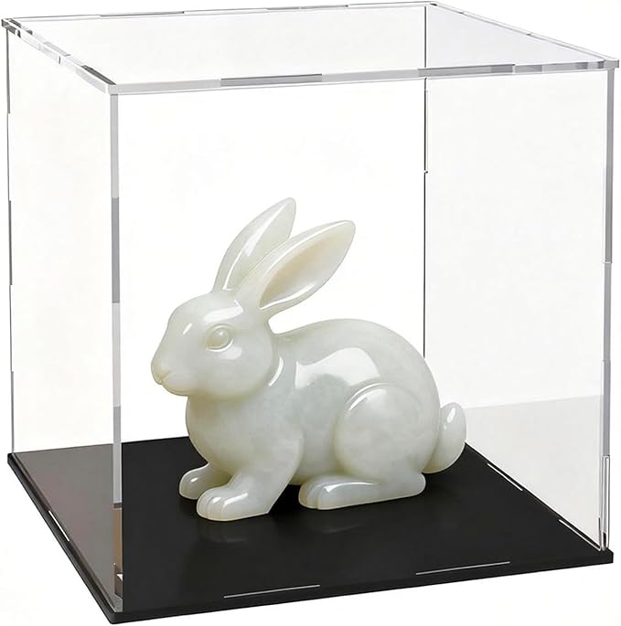 Acrylic Display Case 5x5x5 Inch, Clear Collectible Display Box with Matte Black Base, Dustproof Showcase for Figures, Models, Sports Memorabilia – Easy Self Assembly