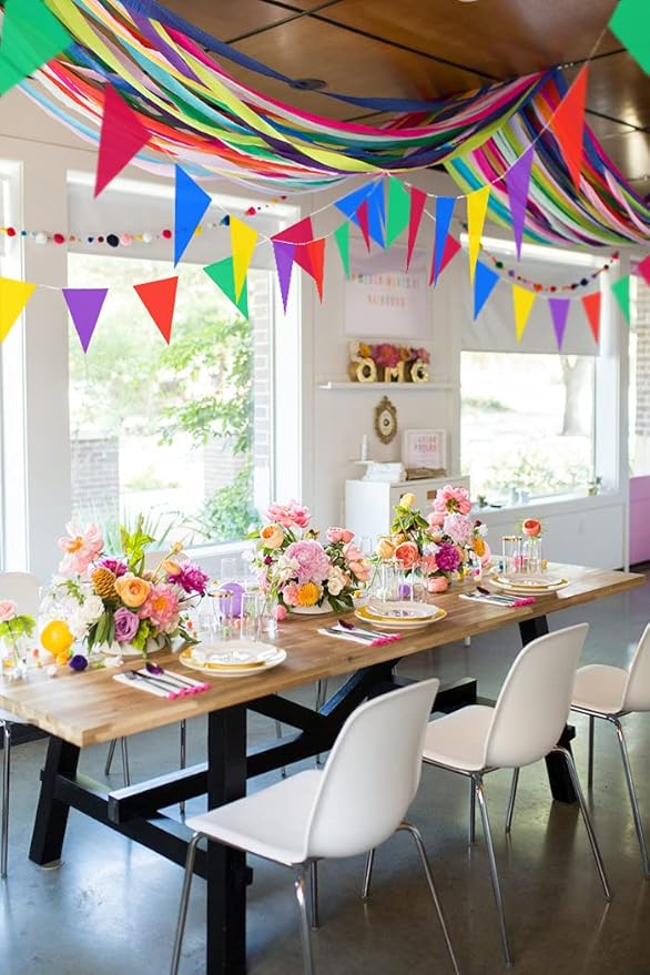 Piokio 100ft Colorful Flag Banner Party Celebrations Graduation Decorations, for Party, Birthdays, Classroom Decorations