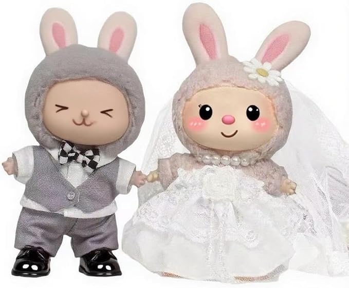 2-Piece Set Wedding Doll Clothes for 17cm (6.7 inch) Dolls – Bride & Groom Outfits, 8-Piece Bridal Gown & Formal Suit Combo – Elegant Wedding Doll Accessories (Dolls Not Included)