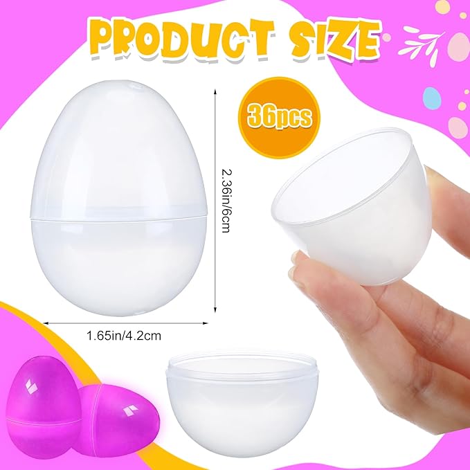 ShinyRelief 36 Pcs Glow in the Dark Easter Eggs 2.4 Inch Plastic Fillable Eggs Bulk,easter Basket Stuffers Gifts Party Favors Decorations Supplies(Pink)