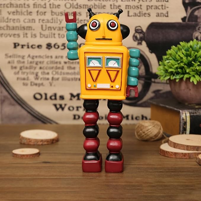Toyvian Vintage Robot Model Ornaments Retro Robot Decorative Figure for Home D Cor Compact Resin Desk Decoration Unique Gift for Kids and Adults