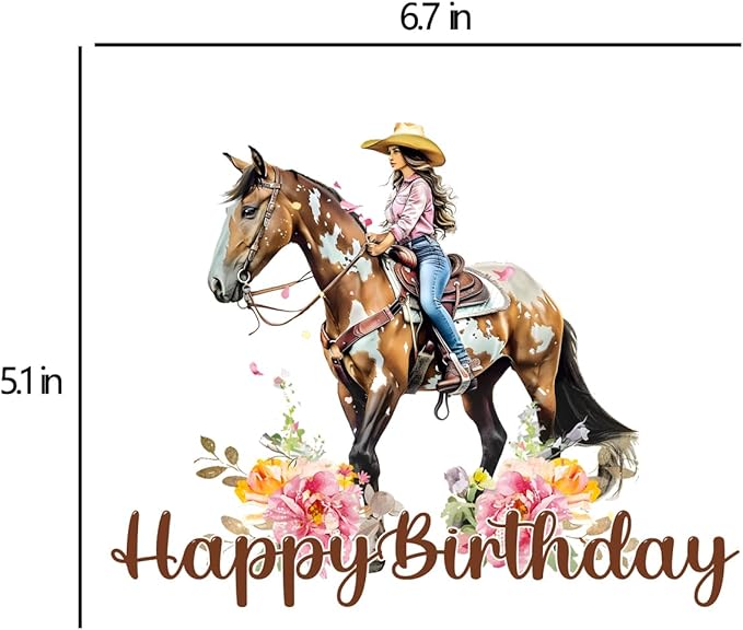 Cowgirl Birthday Cake Topper - Western Cowgirl Happy Birthday Cake Topper for Cowgirls Girls Women' Birthday Party Supplies - Horse Cake Toppers