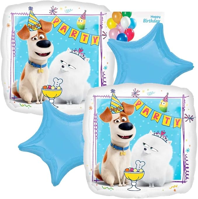 Anagram Licensed Birthday Foil Balloons | Secret Life of Pets | Large Double Sided Balloon Set | Party Accessory |