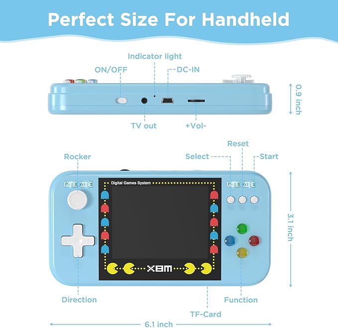 Handheld Game for Kids, Portable Video Game Console with 500 Retro Games, AV Output Old School Systems Plug & Play Video Games for Kids & Adults (Singles Gaming )