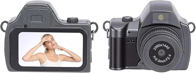 Bewinner 2K Digital Camera, Retro Keychain Camera with 1.47 Inch LCD Display and LED Light for Teens Students Travel (Grey)