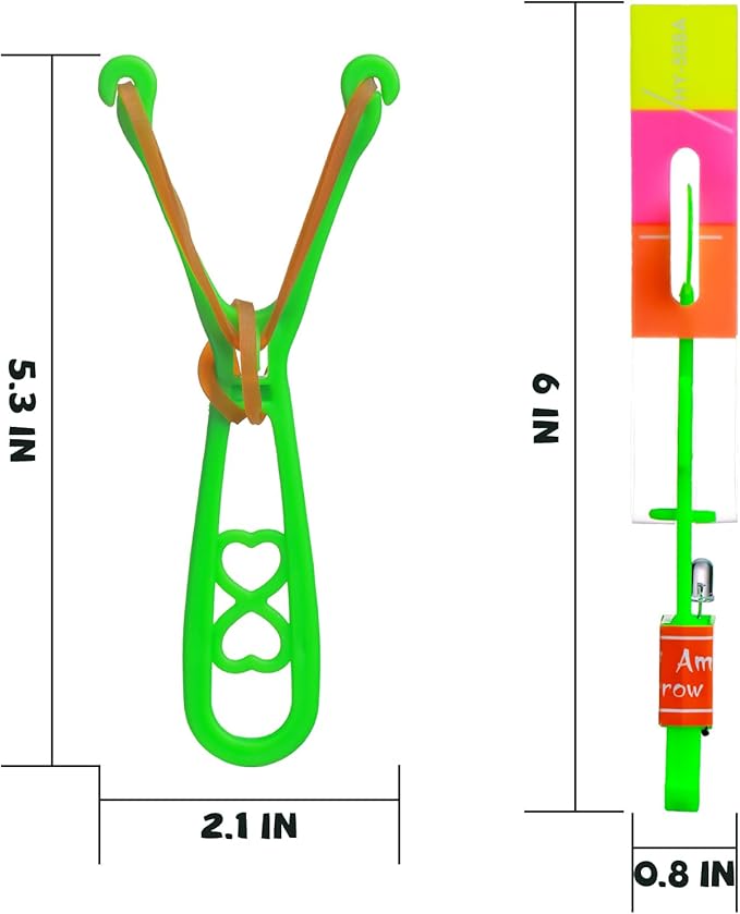 SCIONE 24 Sets LED Flying Set, 24 Slingshot+24 Glow Helicopter-48 Pcs, Flying Toy Outdoor Toys Glow in The Dark Party Supplies Party Favors for Kids 8-12,4-8