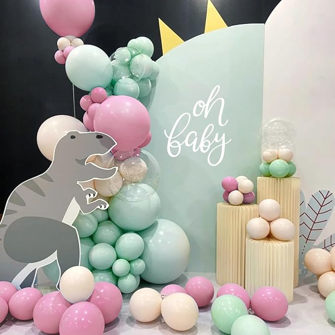 Dusty Green Purple Nude Balloon Arch Kit, 155Pcs Mist Green Pstel Lavender Blush Neutral Balloons Garland for Baby Shower Wedding Birthday Gender Reveal Party Decoration