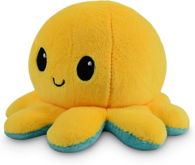 TeeTurtle Reversible Octopus Plushie 4-Inch Starry Eyes Two-Sided Flip Plush Toy with Embroidered Details - Cute Mini Collectible Plush for Kids, Teens, and Adults