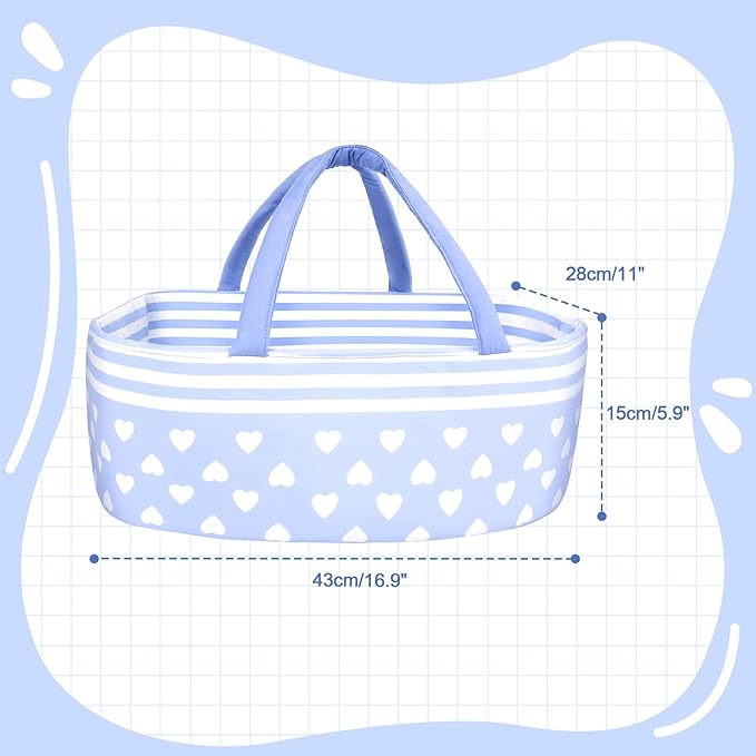 Aori Reborn Baby Dolls Bassinet - Baby Doll Carrier Bed Soft Doll Carrier Accessories with Handle for 17-22 inches Newborn Girls (Blue)