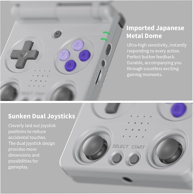 Anbernic RG34XXSP Foldable Retro Handheld Game Console , 3.4 Inch IPS Screen Linux System Built-in 64G TF Card 5000+ Games Handheld Emulator Support 5G WiFi Bluetooth TV Output(Gray)
